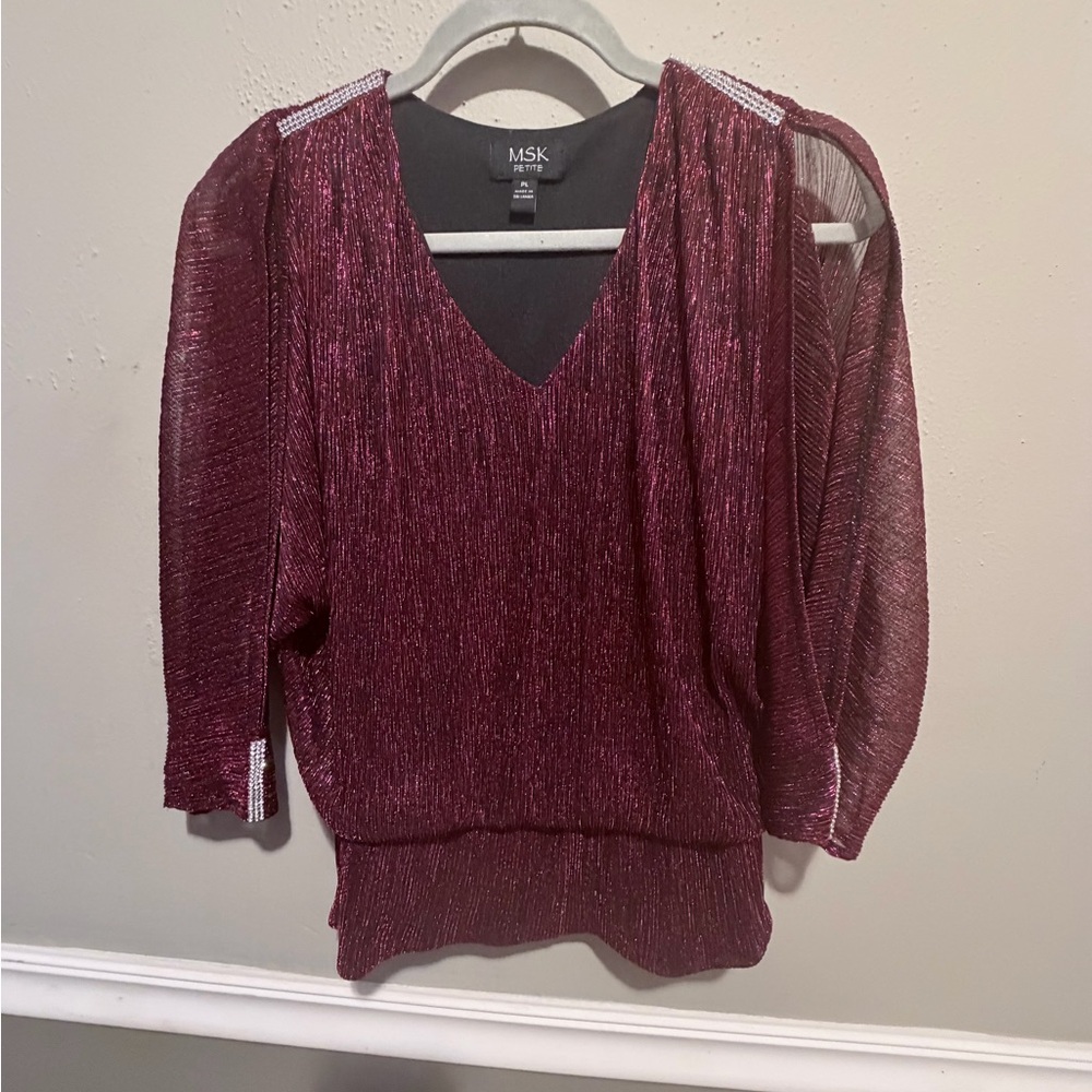MSK Deep Red Shimmer Top